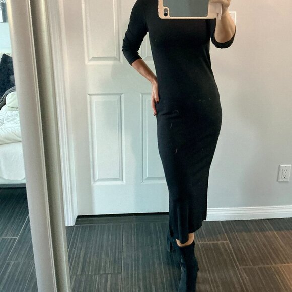 Amazing! Rachel Zoe black knit midi stretchy and soft dress size xs - Picture 2 of 9
